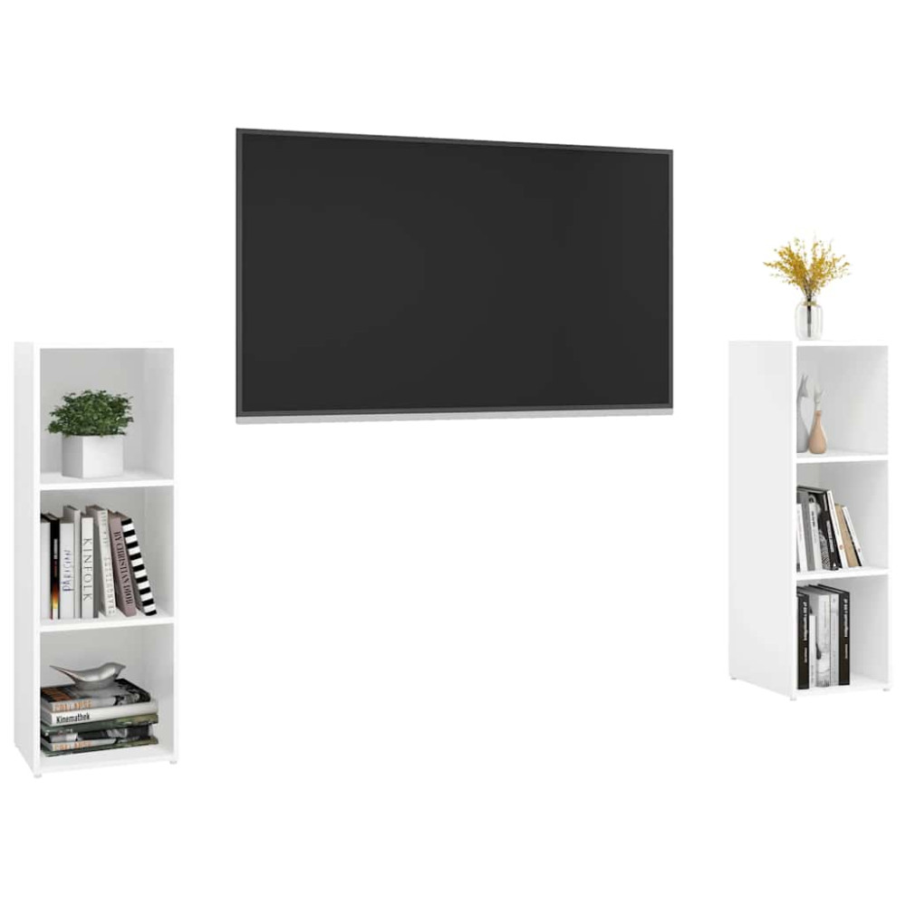 Produktbild för TV-skåp 2 st vit 107x35x37 cm konstruerat trä