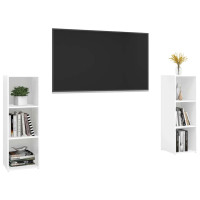 Produktbild för TV-skåp 2 st vit 107x35x37 cm konstruerat trä
