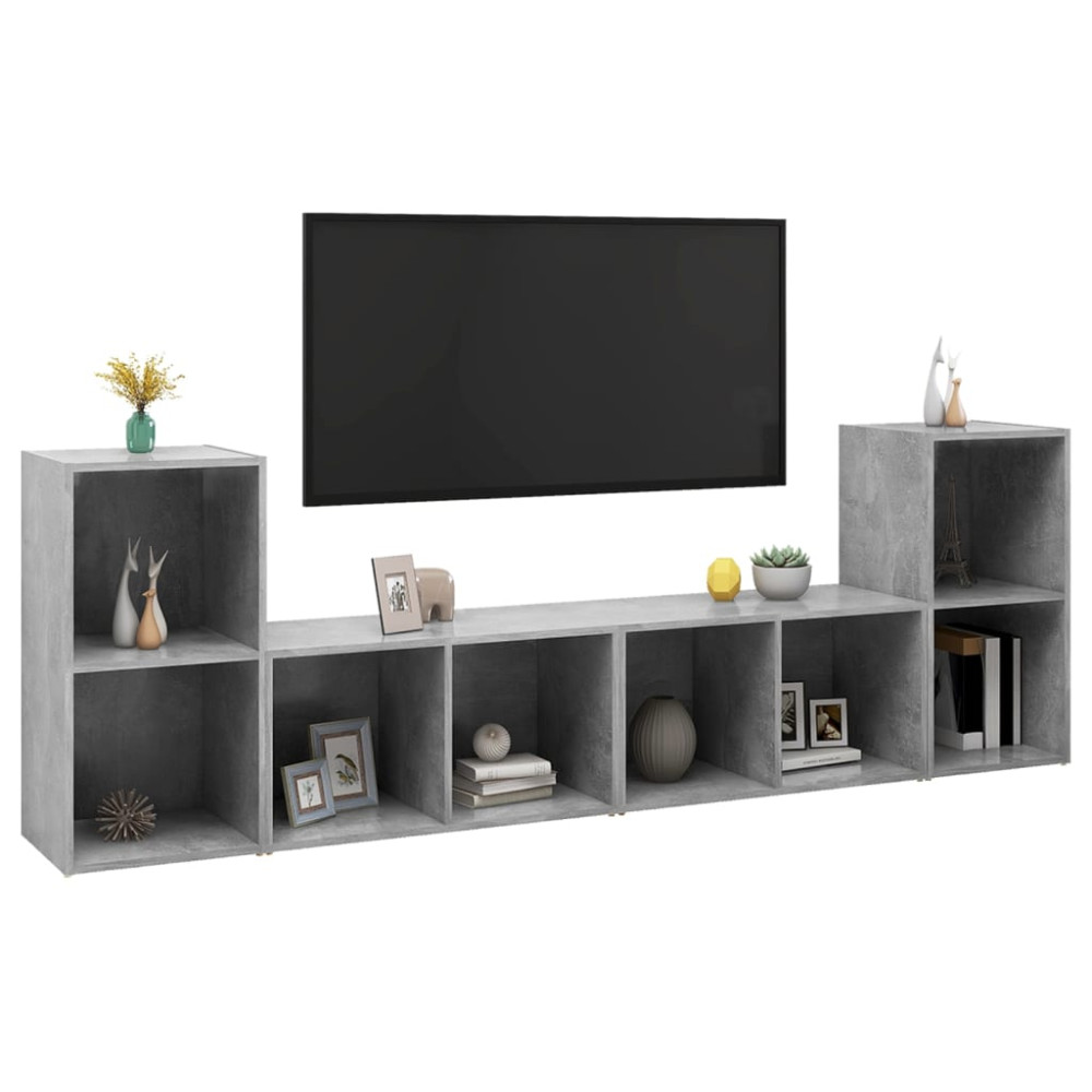 Produktbild för TV-skåp 4 st betonggrå 72x35x36,5 cm konstruerat trä