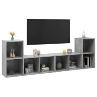 Produktbild för TV-skåp 4 st betonggrå 72x35x36,5 cm konstruerat trä