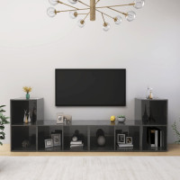 Produktbild för TV-skåp 4 st grå högglans 72x35x36,5 cm konstruerat trä