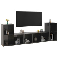 Produktbild för TV-skåp 4 st grå högglans 72x35x36,5 cm konstruerat trä