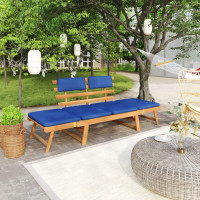 Produktbild för Trädgårdsbänk med dynor 2-i-1 190 cm massivt akaciaträ