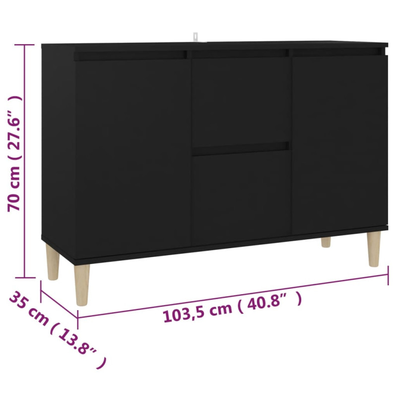 Produktbild för Skänk svart 103,5x35x70 cm spånskiva