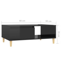 Miniatyr av produktbild för Soffbord svart högglans 90x60x35 cm spånskiva