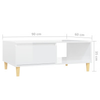 Miniatyr av produktbild för Soffbord vit högglans 90x60x35 cm spånskiva