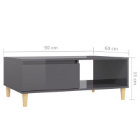 Produktbild för Soffbord grå högglans 90x60x35 cm spånskiva