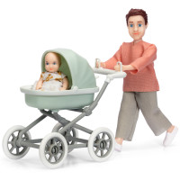 Miniatyr av produktbild för Docka med bebis & vagn