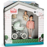 Miniatyr av produktbild för Docka med bebis & vagn