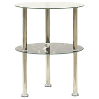 Produktbild för 2-Tier Side Table Transparent & Black 38 cm Tempered Glass