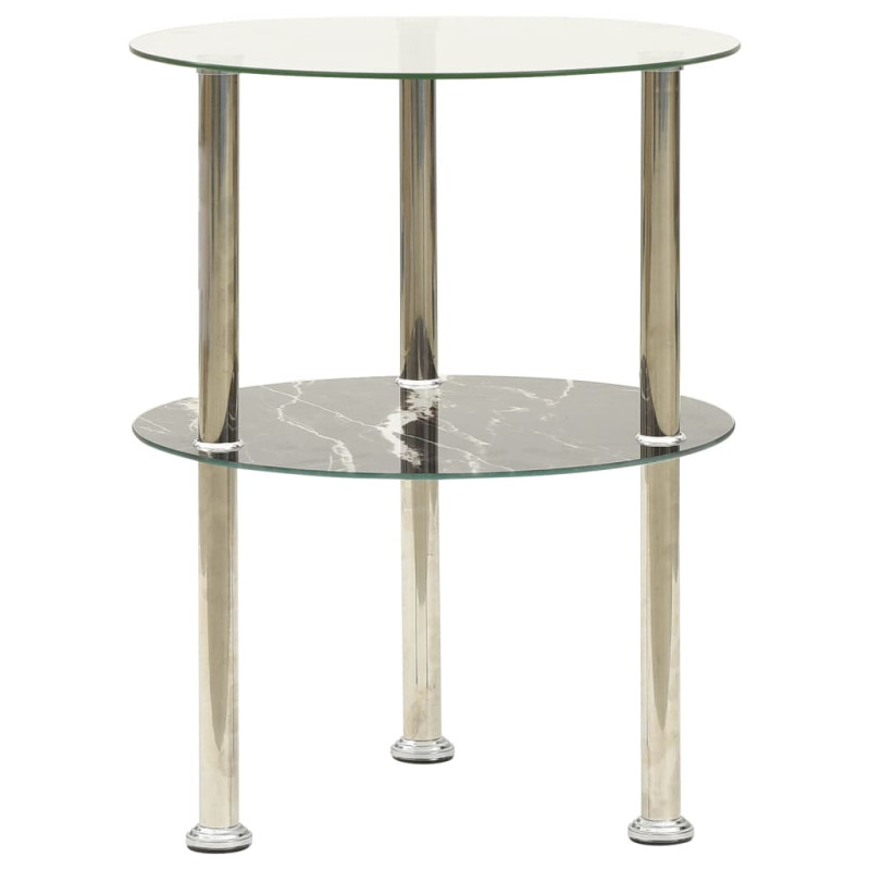 Produktbild för 2-Tier Side Table Transparent & Black 38 cm Tempered Glass
