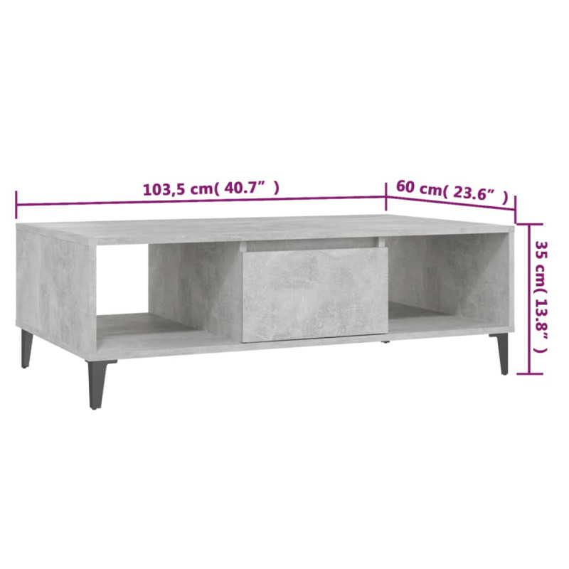 Produktbild för Soffbord betonggrå 103,5x60x35 cm spånskiva