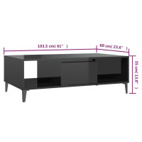 Produktbild för Soffbord svart högglans 103,5x60x35 cm spånskiva