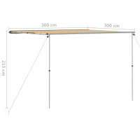 Produktbild för Husvagnsmarkis 3x3x2,15 m beige