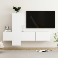 Produktbild för TV-skåp 3 delar vit konstruerat trä
