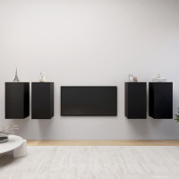 Produktbild för TV-skåp 4 delar svart 30,5x30x60 cm spånskiva