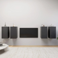 Produktbild för TV-skåp 4 delar grå 30,5x30x60 cm konstruerat trä