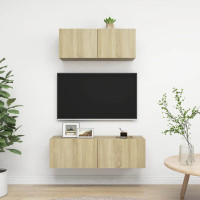 Produktbild för TV-skåp 2 delar sonoma-ek konstruerat trä