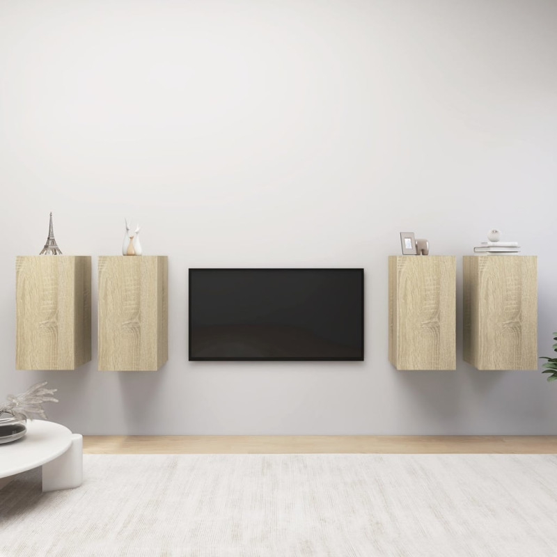 Produktbild för TV-skåp 4 delar sonoma-ek 30,5x30x60 cm konstruerat trä