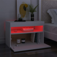 Miniatyr av produktbild för Sängbord med LED-belysning vit 60x35x40 cm konstruerat trä