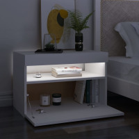 Miniatyr av produktbild för Sängbord med LED-belysning vit 60x35x40 cm konstruerat trä