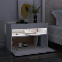 Miniatyr av produktbild för Sängbord med LED-belysning 2 st vit 60x35x40 cm konstruerat trä