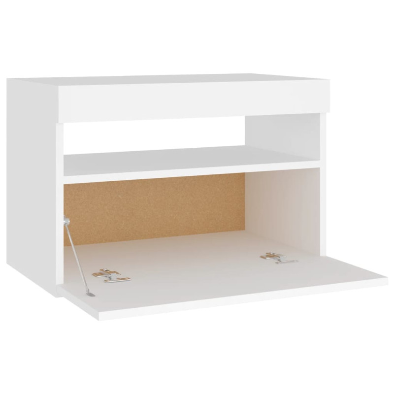 Produktbild för Sängbord med LED-belysning 2 st vit 60x35x40 cm konstruerat trä