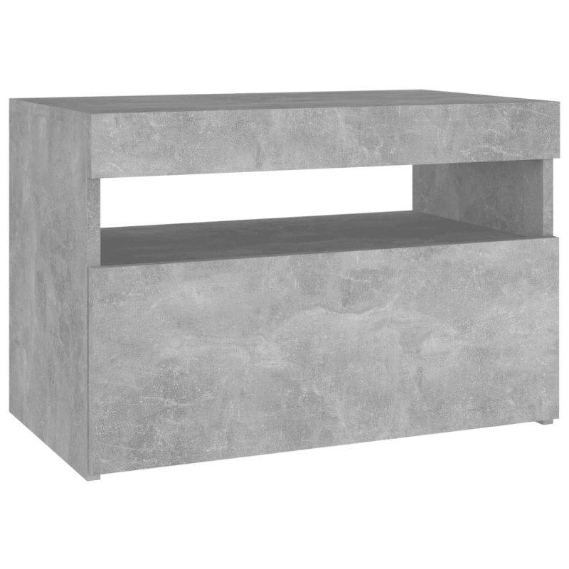 Produktbild för Sängbord med LED-belysning betonggrå 60x35x40 cm