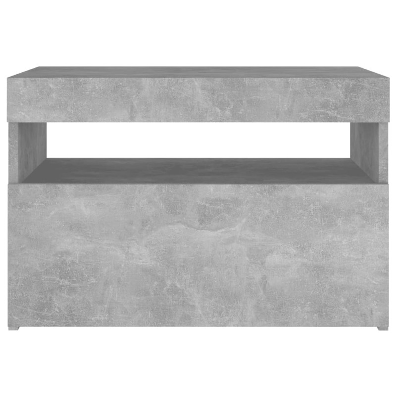 Produktbild för Sängbord med LED-belysning betonggrå 60x35x40 cm