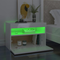 Miniatyr av produktbild för Sängbord med LED-belysning vit högglans 60x35x40 cm