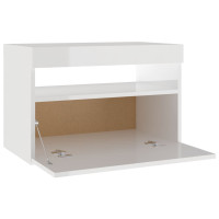 Miniatyr av produktbild för Sängbord med LED-belysning 2 st vit högglans 60x35x40 cm