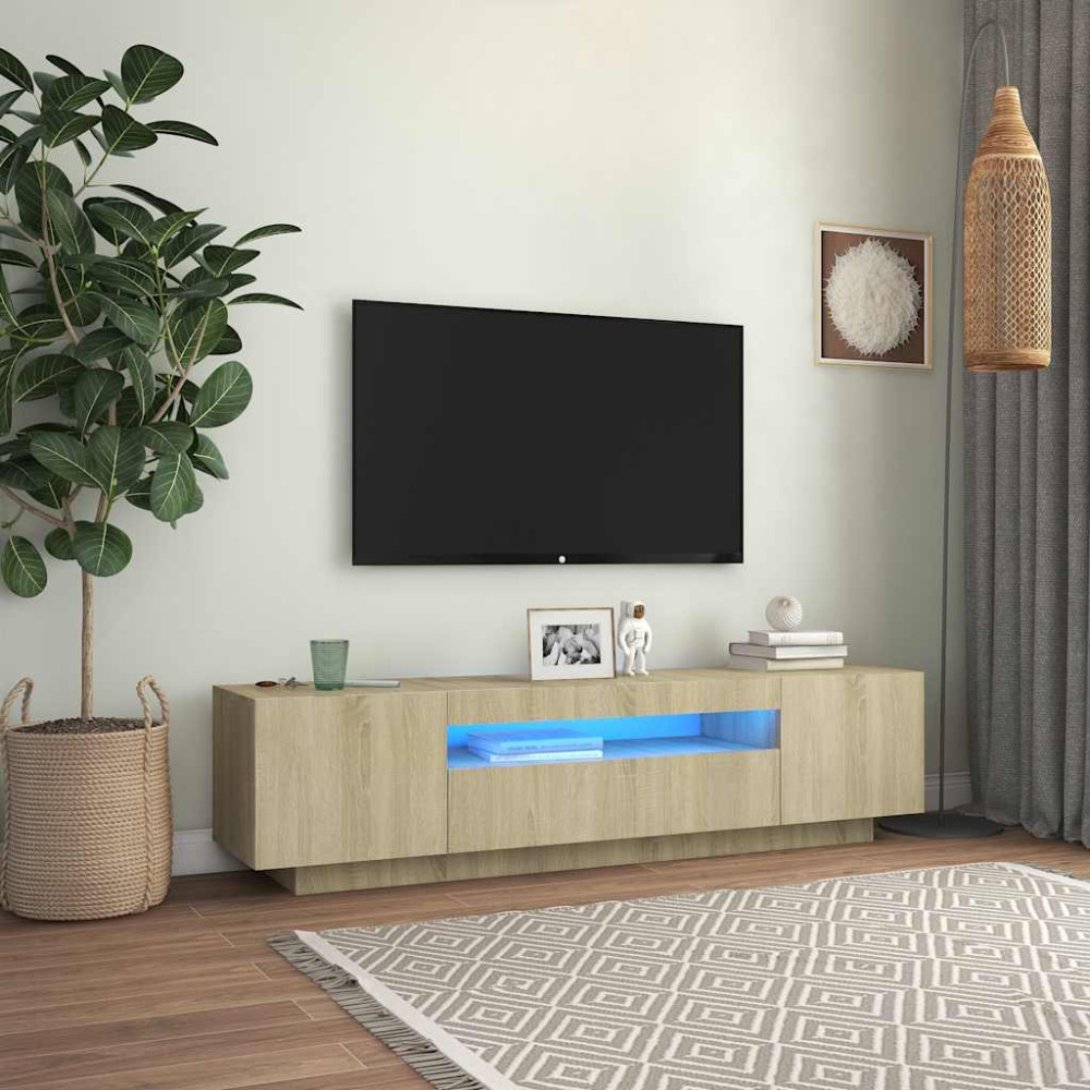 Produktbild för TV-bänk med LED-belysning sonoma-ek 160x35x40 cm