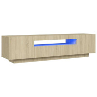 Produktbild för TV-bänk med LED-belysning sonoma-ek 160x35x40 cm