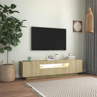 Produktbild för TV-bänk med LED-belysning sonoma-ek 160x35x40 cm