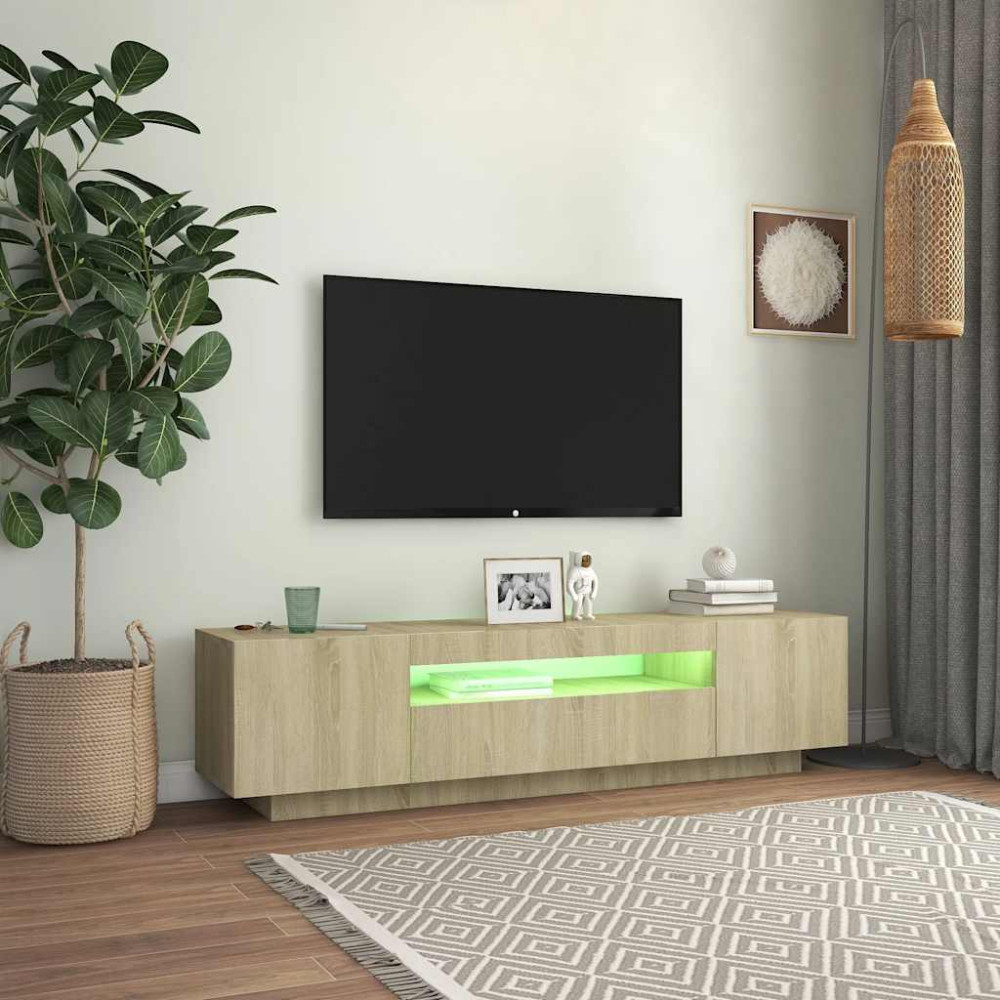 Produktbild för TV-bänk med LED-belysning sonoma-ek 160x35x40 cm