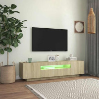 Produktbild för TV-bänk med LED-belysning sonoma-ek 160x35x40 cm