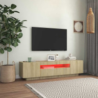 Produktbild för TV-bänk med LED-belysning sonoma-ek 160x35x40 cm