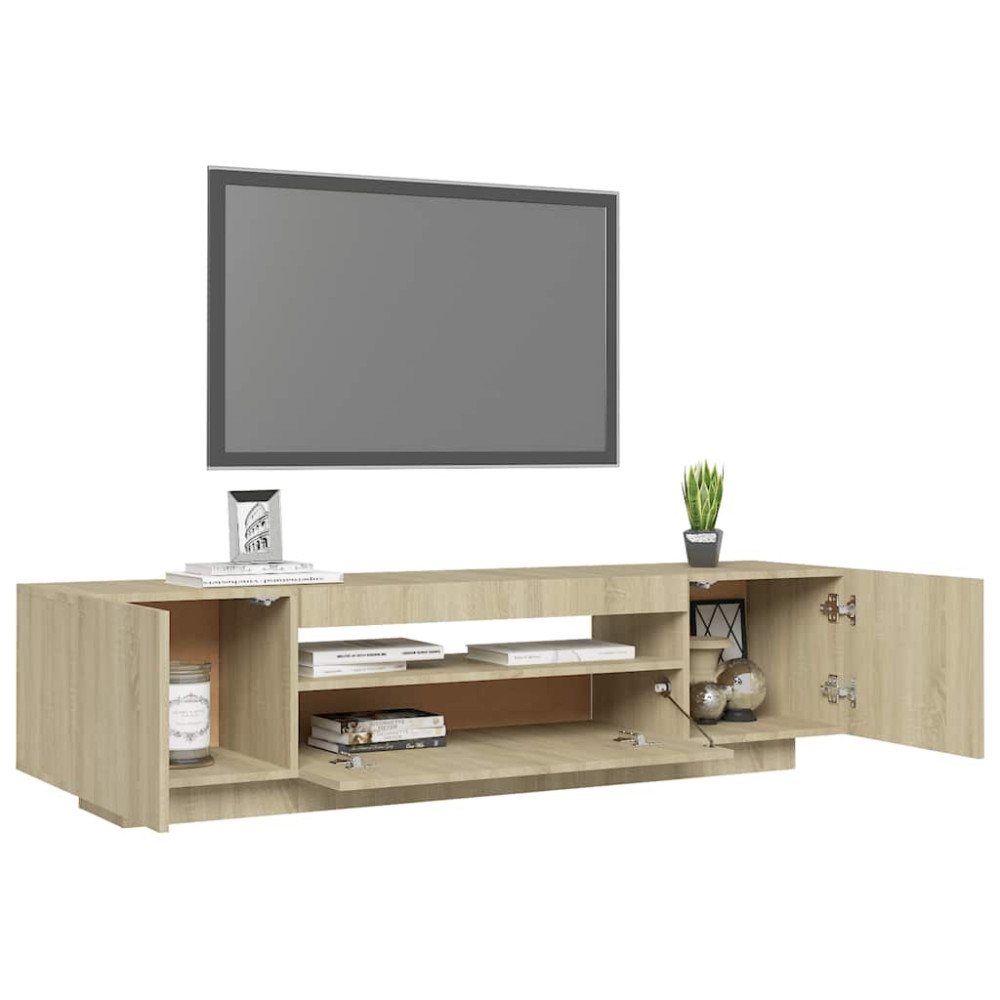 Produktbild för TV-bänk med LED-belysning sonoma-ek 160x35x40 cm