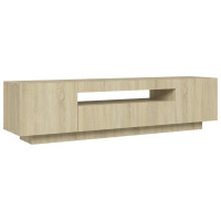 Produktbild för TV-bänk med LED-belysning sonoma-ek 160x35x40 cm