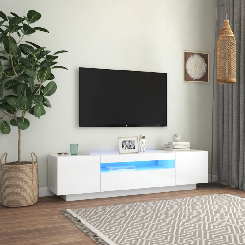 Produktbild för TV-bänk med LED-belysning vit högglans 160x35x40 cm