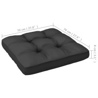 Produktbild för Loungegrupp med dynor svart 3 delar massiv furu