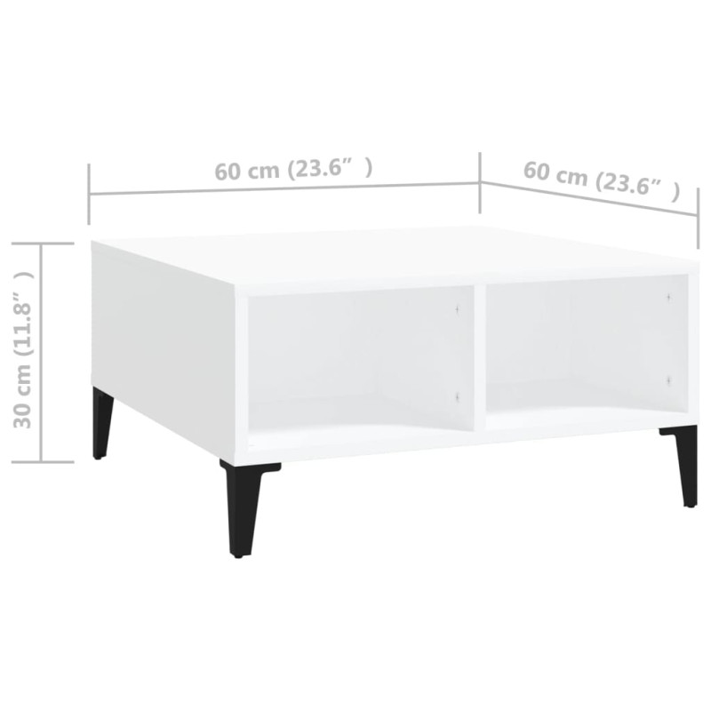 Produktbild för Soffbord vit 60x60x30 cm spånskiva