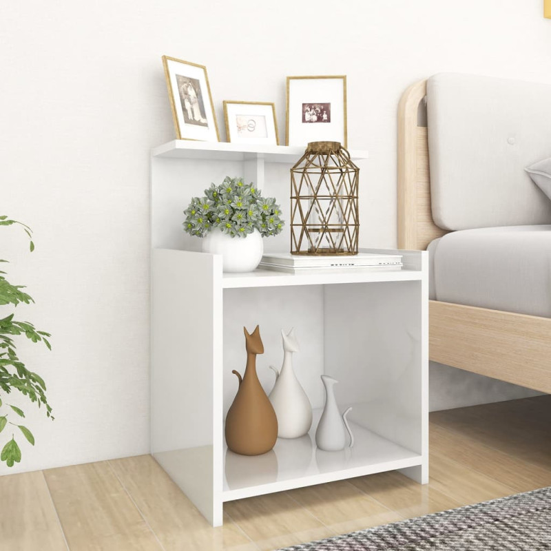 Produktbild för Sängbord 2 st vit högglans 40x35x60 cm konstruerat trä