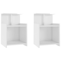 Miniatyr av produktbild för Sängbord 2 st vit högglans 40x35x60 cm konstruerat trä