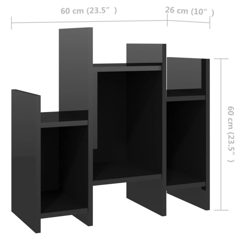 Produktbild för Sidobord svart högglans 60x26x60 cm konstruerat trä