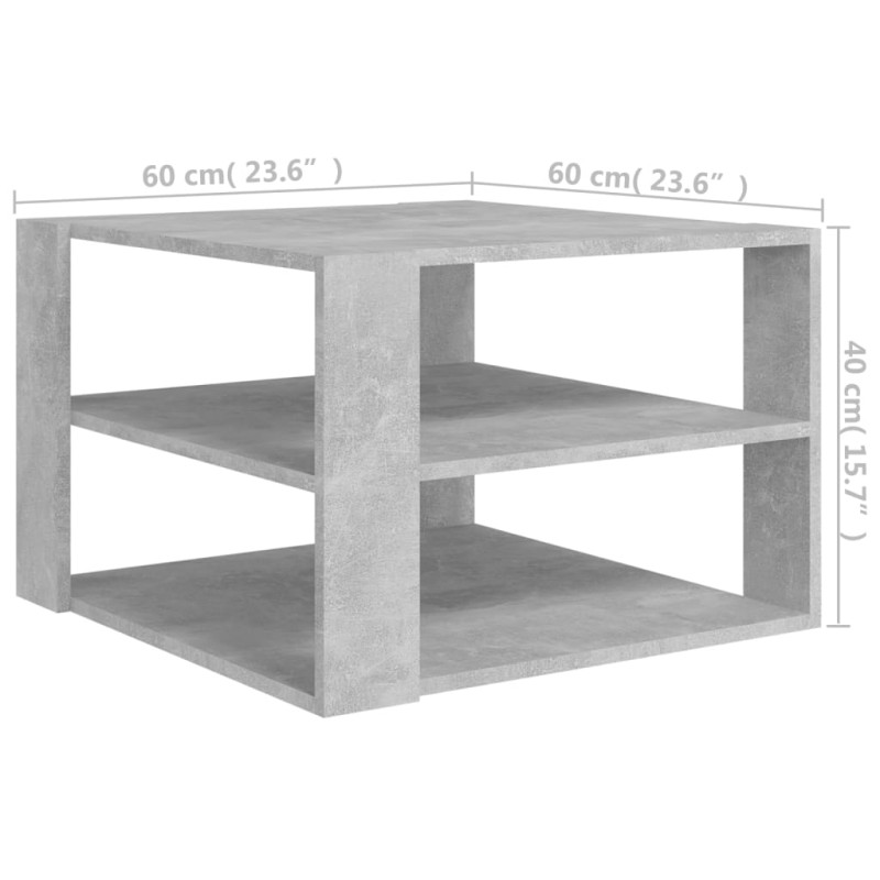 Produktbild för Soffbord betonggrå 60x60x40 cm konstruerat trä