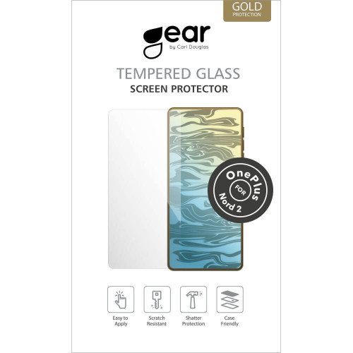GEAR Glass Prot. Flat Case Friendly 2.5D GOLD OnePlus Nord 2