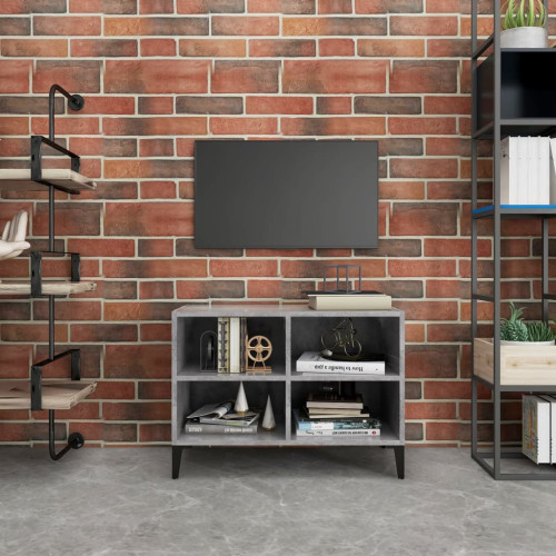 vidaXL TV-bänk med metallben betonggrå 69,5x30x50 cm - Tv-Bänkar