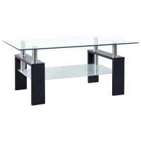 Produktbild för Soffbord svart och transparent 95x55x40 cm härdat glas