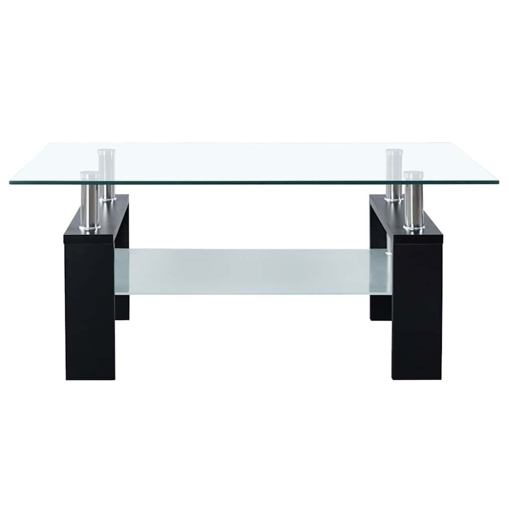 Produktbild för Soffbord svart och transparent 95x55x40 cm härdat glas